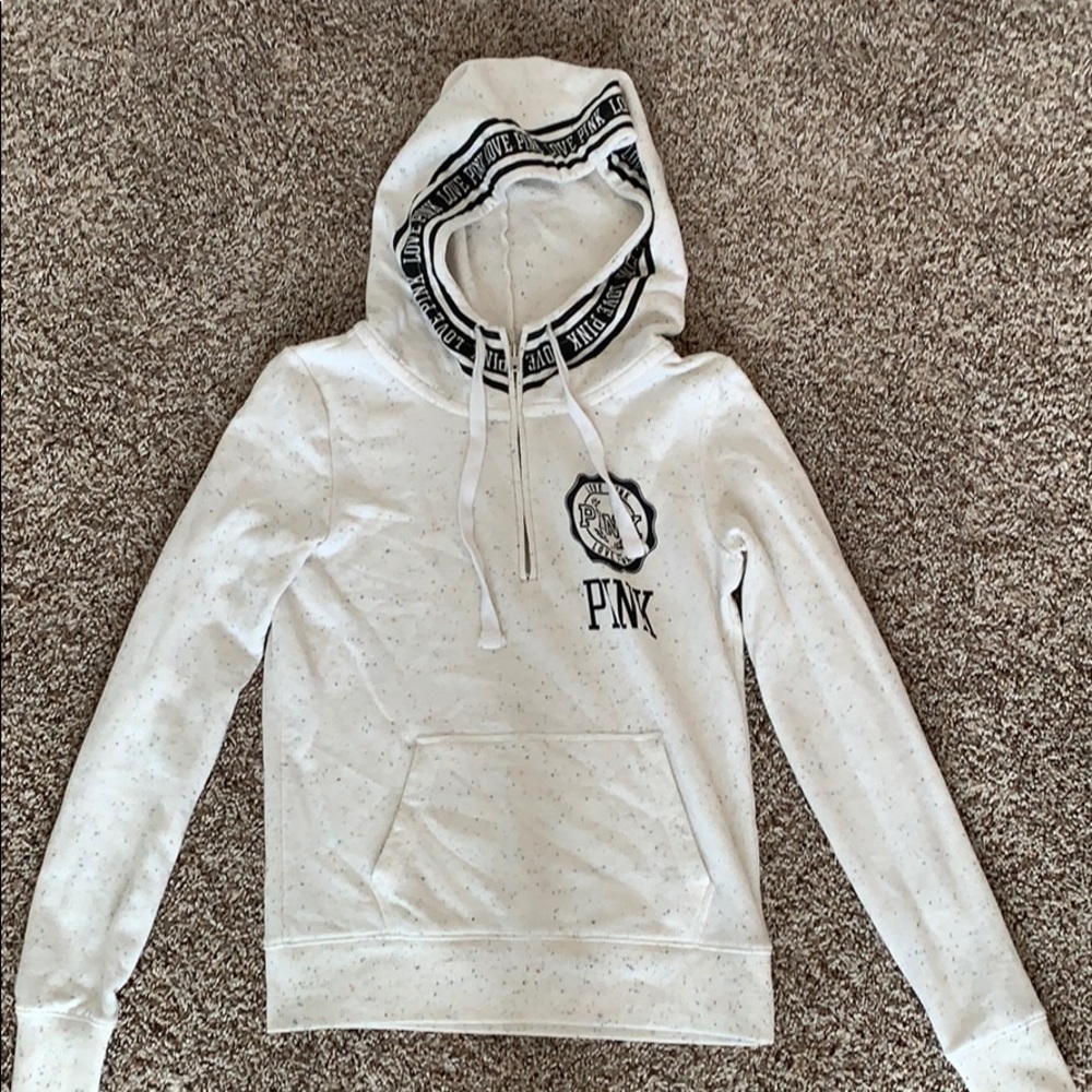 Quarter zip pink hoodie.